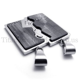 Pingente De Titânio Preto Com Duas Camadas Interligadas