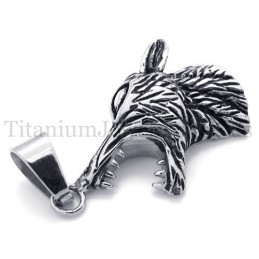 Pingente De Cabeça De Lobo Masculino Em Titânio