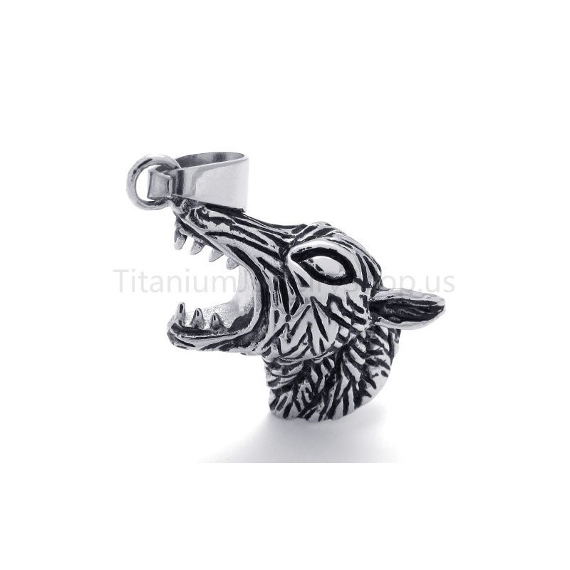 Novo Pingente Clássico De Cabeça De Lobo Em Titânio Novo Pingente Clássico De Cabeça De Lobo Em Titânio
