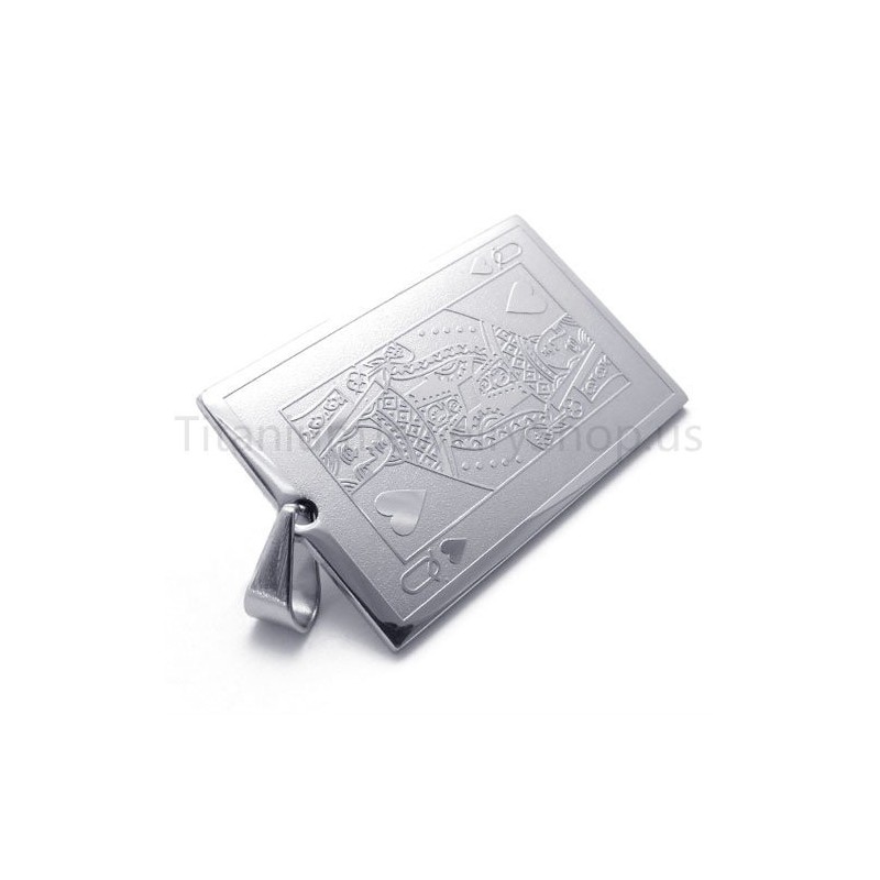 Novo Pingente De Titânio Prateado Para Cartas De Baralho (Q)