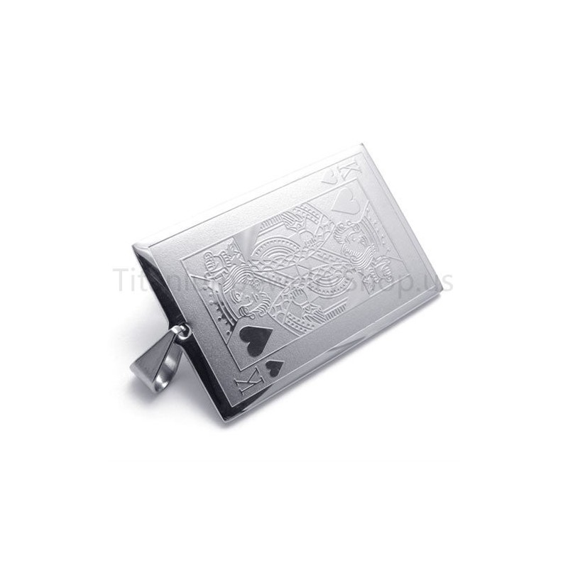 Novo Pingente De Titânio Prateado Para Cartas De Baralho (K) Novo Pingente De Titânio Prateado Para Cartas De Baralho (K)