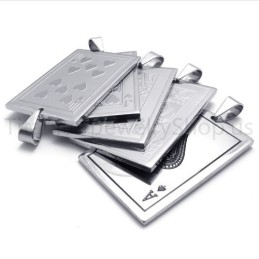 Novos Pingentes De Cartas De Baralho Prateados De Titânio