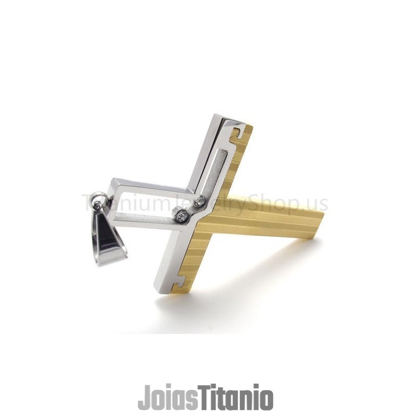 Novo Pingente De Titânio Com Cruz Vazada Duotone