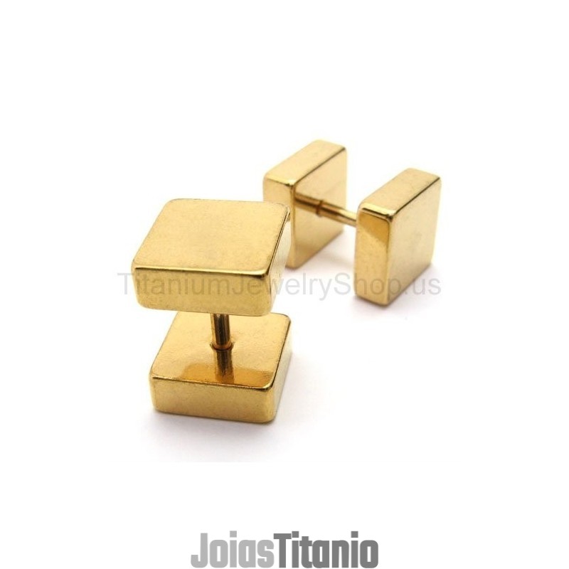 Brincos De Barra De Titânio Dourado Brincos De Barra De Titânio Dourado