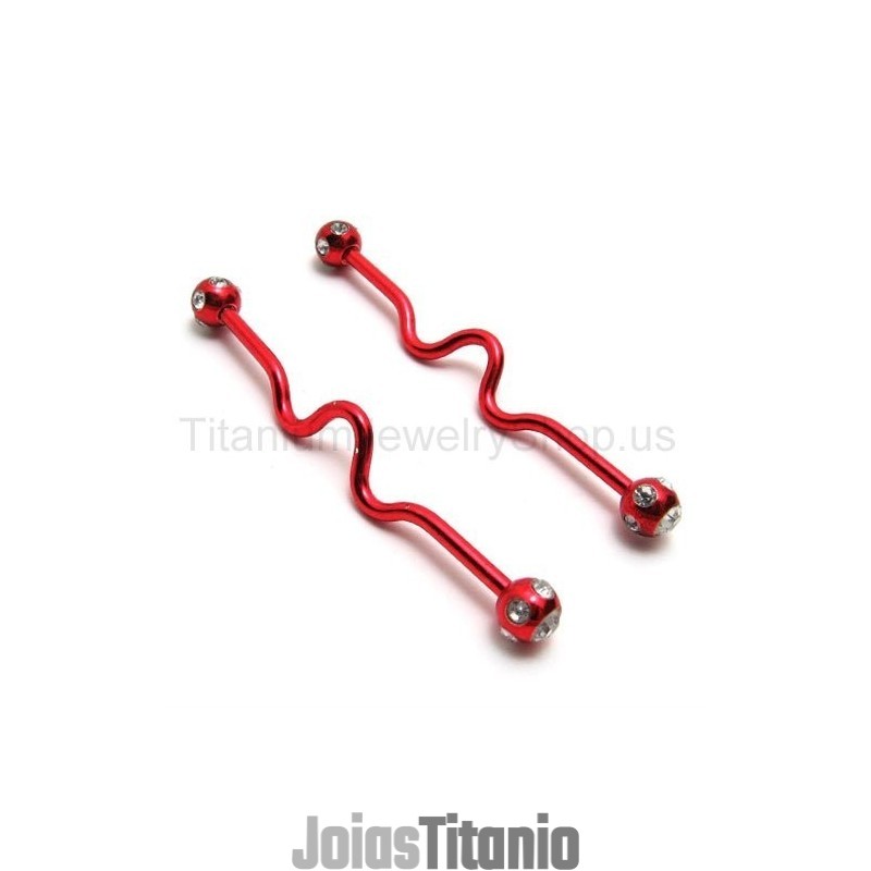 Brincos De Titânio Vermelhos E Torcidos