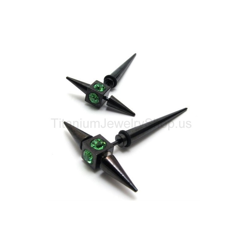 Brincos De Diamante Verde E Titânio Preto