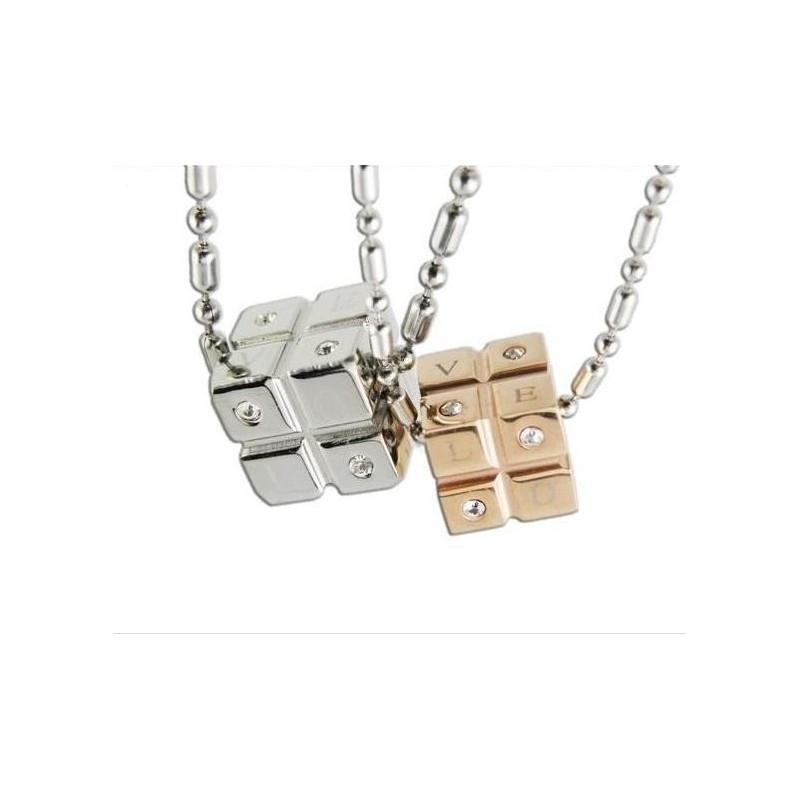 1 Par De Pingentes De Casal De Titânio Puro Cubo Mágico