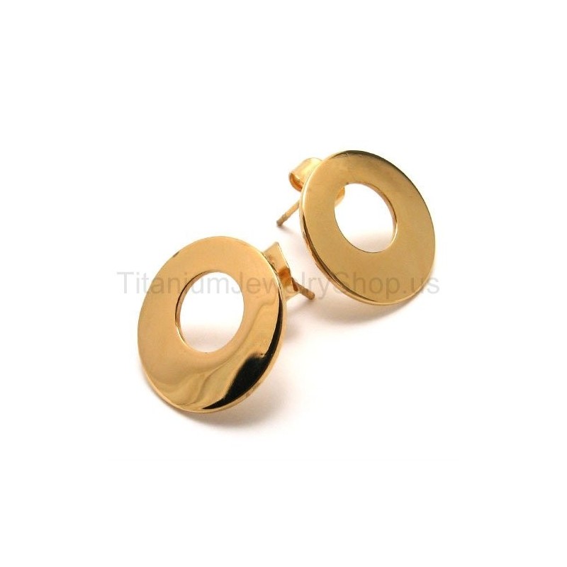 Brincos De Titânio Com Argola Dourada Brincos De Titânio Com Argola Dourada