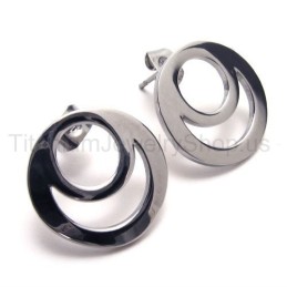 Brincos De Titânio De Duas Argolas De Prata