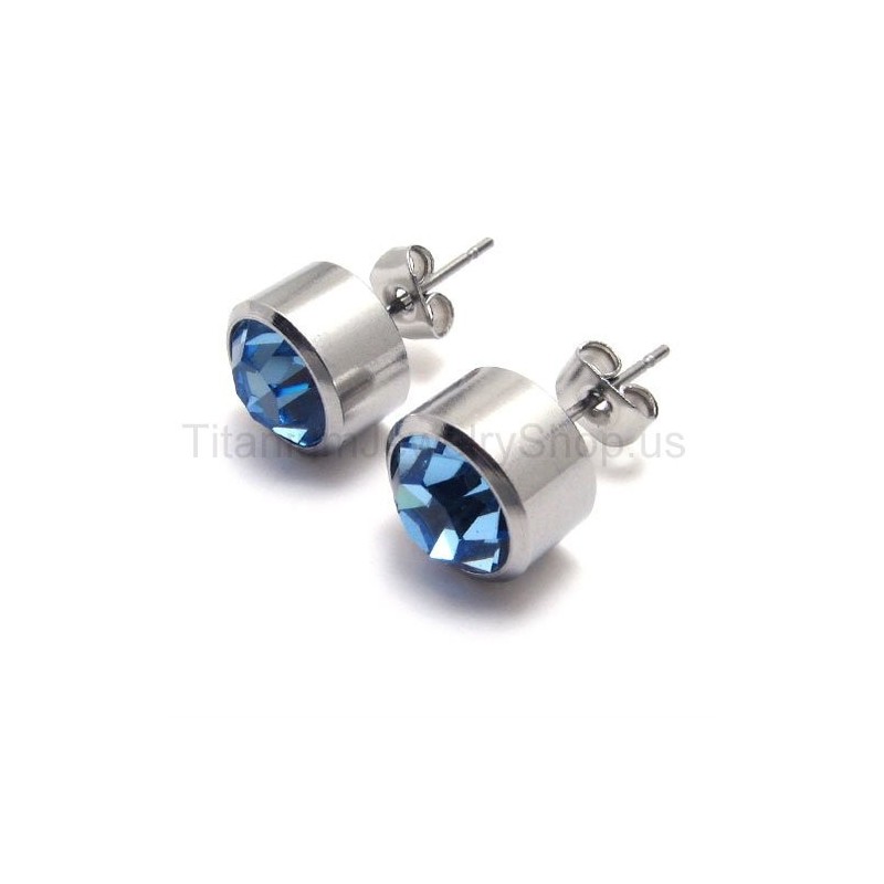 Brincos De Diamante Azul Em Titânio E Prata