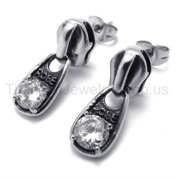 Brincos De Titânio Retrô Com Diamante Branco