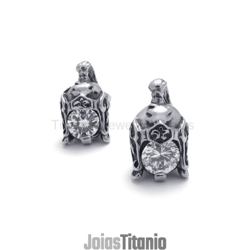 Capacete Retro Titânio Com Brincos De Diamante