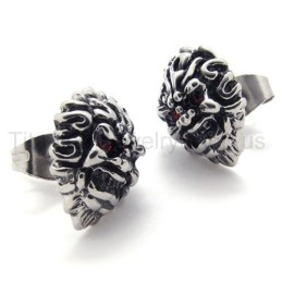 Com Brincos De Titânio Retrô Red-Eyes Lion