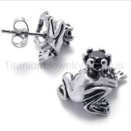 Brincos De Titânio Retrô Frog Prince