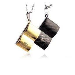 Colar De Titânio Puro Para Casais Apaixonados Com Oração Bíblica