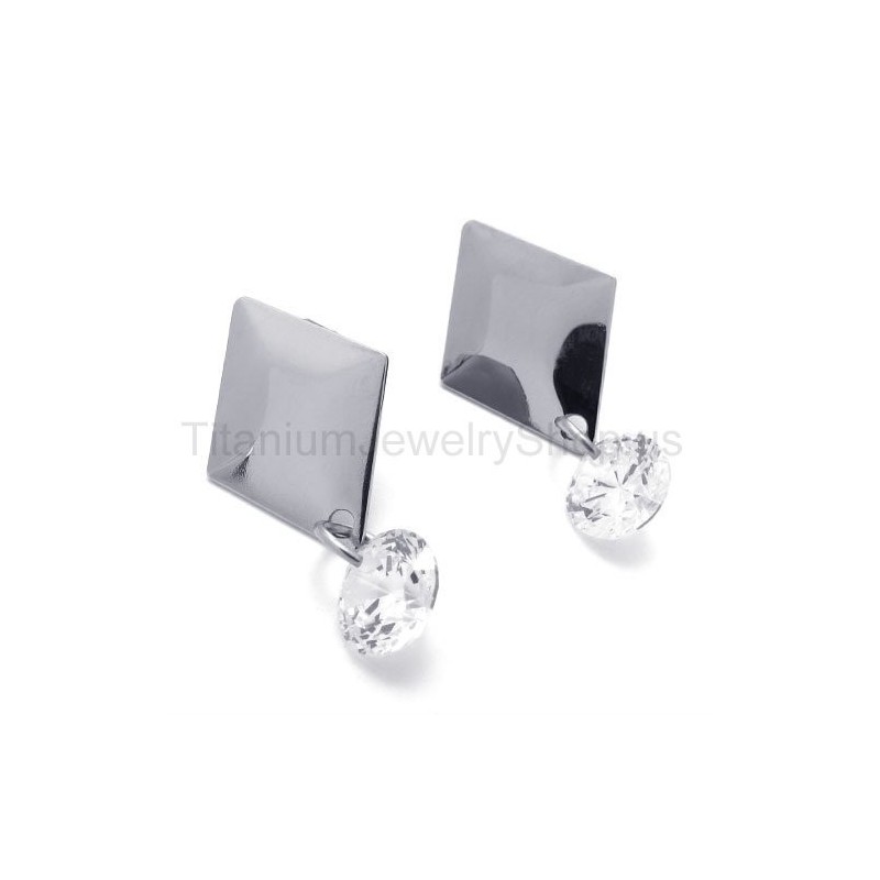 Brincos De Prata Com Diamante E Titânio Brincos De Prata Com Diamante E Titânio
