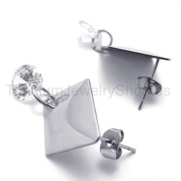 Brincos De Prata Com Diamante E Titânio