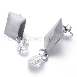 Brincos De Prata Com Diamante E Titânio