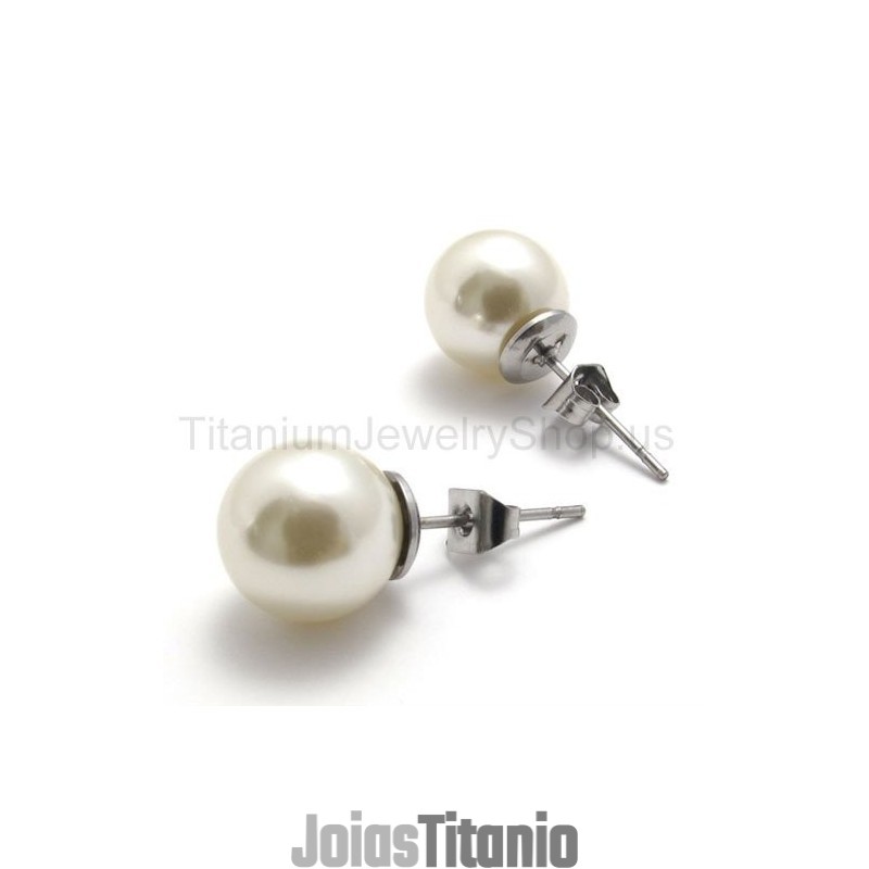 Brincos De Titânio Com Contas Opalescentes Brincos De Titânio Com Contas Opalescentes