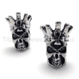 Brincos De Titânio Com Caveira De Olhos Brancos