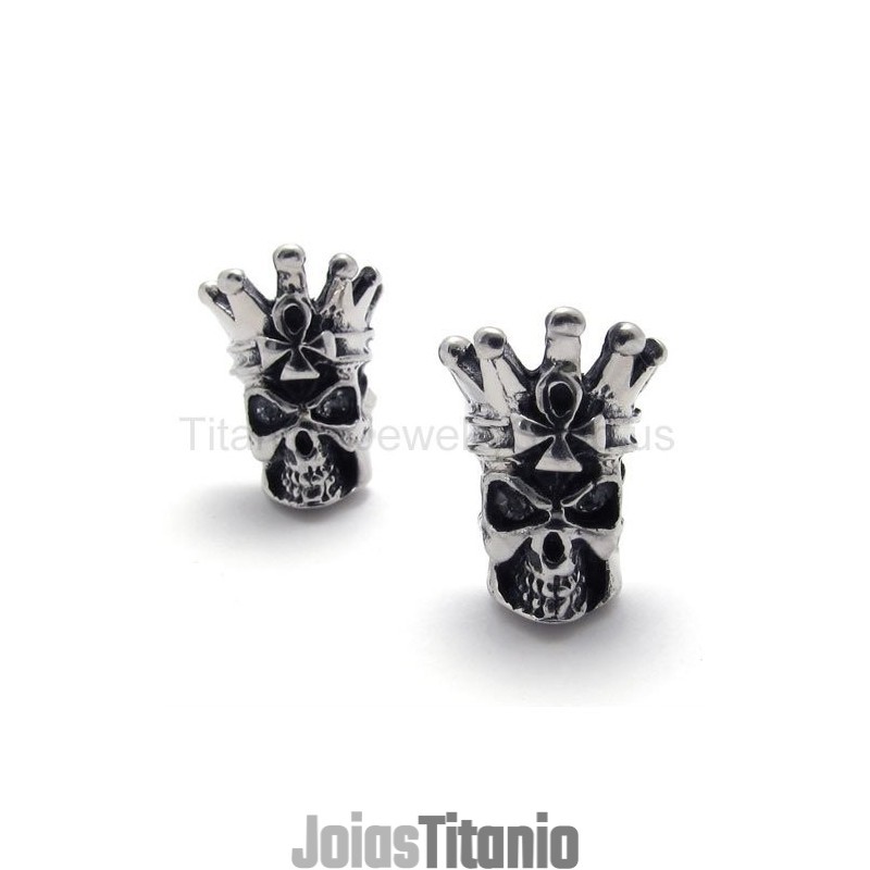 Brincos De Titânio Com Caveira De Olhos Brancos