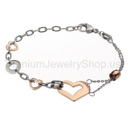 Pulseira De Titânio Com Pingente Em Formato De Coração