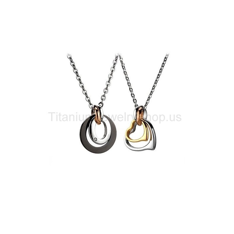 Pingentes De Titânio Two Circles Lovers