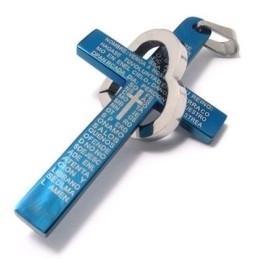 Pingente De Aço Titânio Com Cruz Em Forma De Coração Cool Man (Novo) Cor Azul