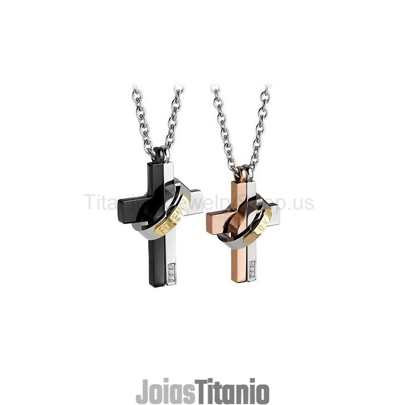 Pingentes Love Forever De Titânio Com Duas Camadas