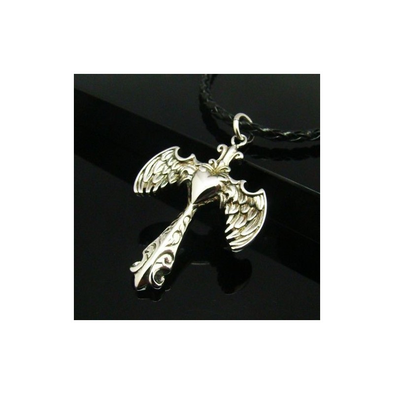 Colar Com Pingente De Titânio Puro Cool Man Angle Wing Cross