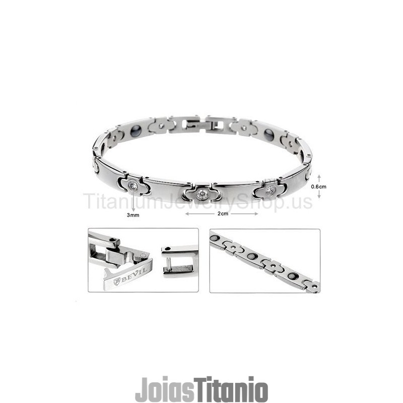 Pulseira Feminina De Titânio De 7 Polegadas