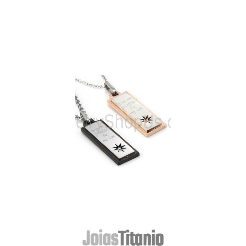 Pingentes De Titânio Em Ouro Rosa E Preto Com Correntes E Diamantes C508