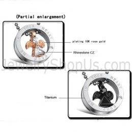 Pingentes De Titânio Em Ângulo Com Strass E Correntes Grátis Gx627 Em Ouro Rosa E Preto