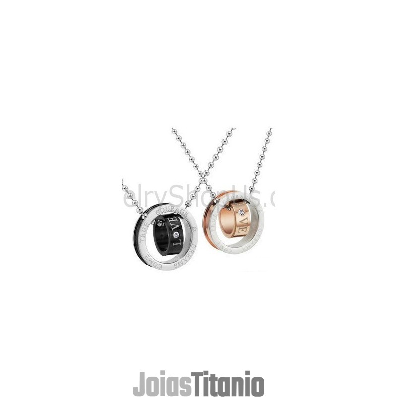 Anéis De Titânio Em Ouro Rosa E Preto Com Pingentes Para Amantes Com Strass E Correntes Grátis C505 Anéis De Titânio Em Ouro Rosa E Preto Com Pingentes Para Amantes Com Strass E Correntes Grátis C505