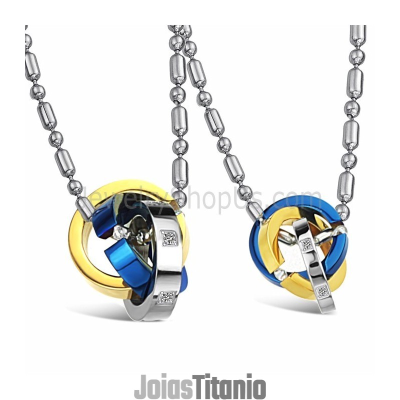 Anéis De Titânio Com Pingentes Para Amantes, Três Cores, Com Strass E Correntes Grátis C642 Anéis De Titânio Com Pingentes Para Amantes, Três Cores, Com Strass E Correntes Grátis C642