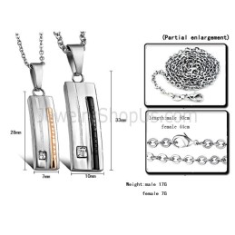 Pingentes Retangulares De Titânio Com "Love Forever" Em Ouro Preto E Rosa, Com Strass E Correntes Grátis C567