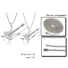 Pingentes De Guitarra Em Titânio E Prata Com Correntes Grátis C343