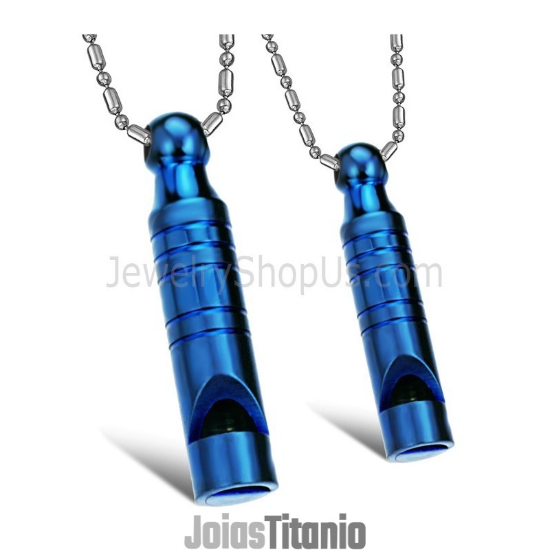 Pingentes De Titânio Azul Whistle Lovers Com Correntes Grátis C205 Pingentes De Titânio Azul Whistle Lovers Com Correntes Grátis C205