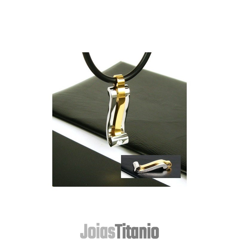 Colar Com Pingente De Aço Titânio E Pedra Preciosa Cool Man Strip Colar Com Pingente De Aço Titânio E Pedra Preciosa Cool Man Strip