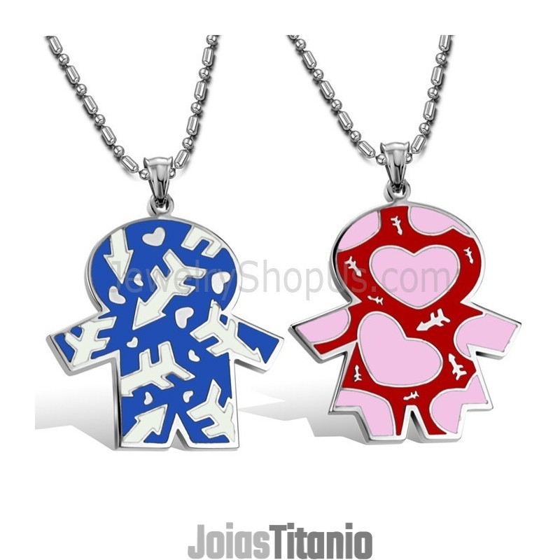 Pingentes De Titânio Azul E Vermelho Para Crianças Com Correntes Grátis C710