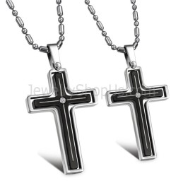 Pingentes De Titânio Com Incrustações De Cruz Para Amantes, Strass E Correntes Grátis 116