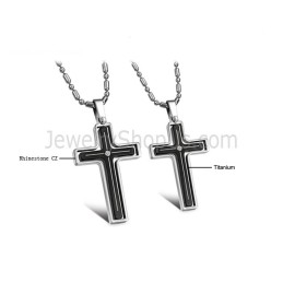 Pingentes De Titânio Com Incrustações De Cruz Para Amantes, Strass E Correntes Grátis 116