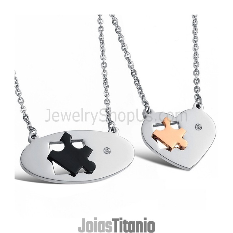 Pingentes De Titânio Com Elipse E Coração De Amantes Com Strass E Correntes Grátis C732 Pingentes De Titânio Com Elipse E Coração De Amantes Com Strass E Correntes Grátis C732