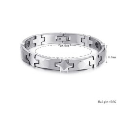 Pulseira De Tungstênio De Alto Polimento Saudável Com Pedra Magnética Energética C938