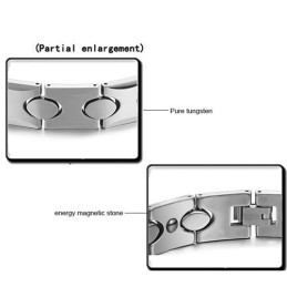 Pulseira De Prata Tungstênio Com Pedra Magnética Energética C944