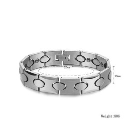 Pulseira De Prata Tungstênio Com Pedra Magnética Energética C944