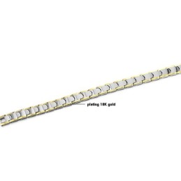 Pulseira De Elos De Trigo Em Prata E Tungstênio Com Banho De Ouro 18K C933