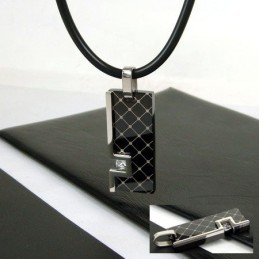 Colar Com Pingente De Titânio Puro Com Pedras Preciosas Exclusivas Para Homem