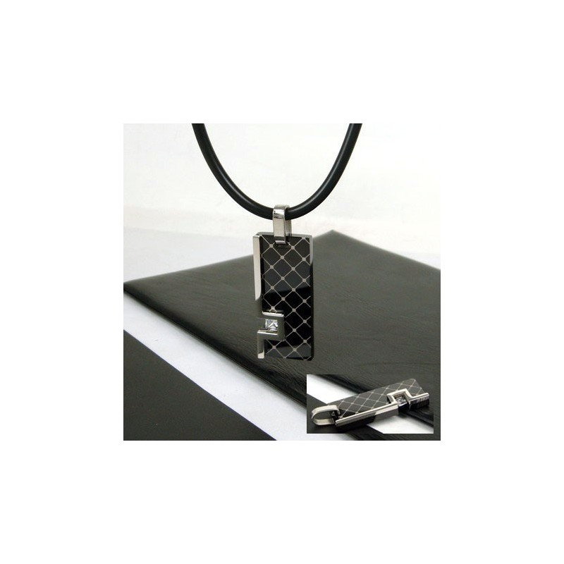 Colar Com Pingente De Titânio Puro Com Pedras Preciosas Exclusivas Para Homem