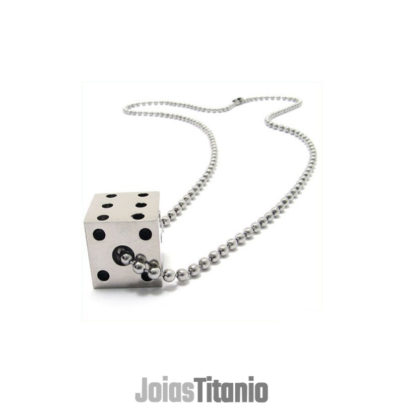 Colar Com Pingente De Titânio Puro Cool Man Solid Dice Colar Com Pingente De Titânio Puro Cool Man Solid Dice